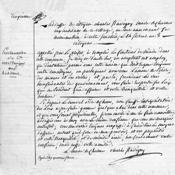 Proclamation de Charles de Flavigny